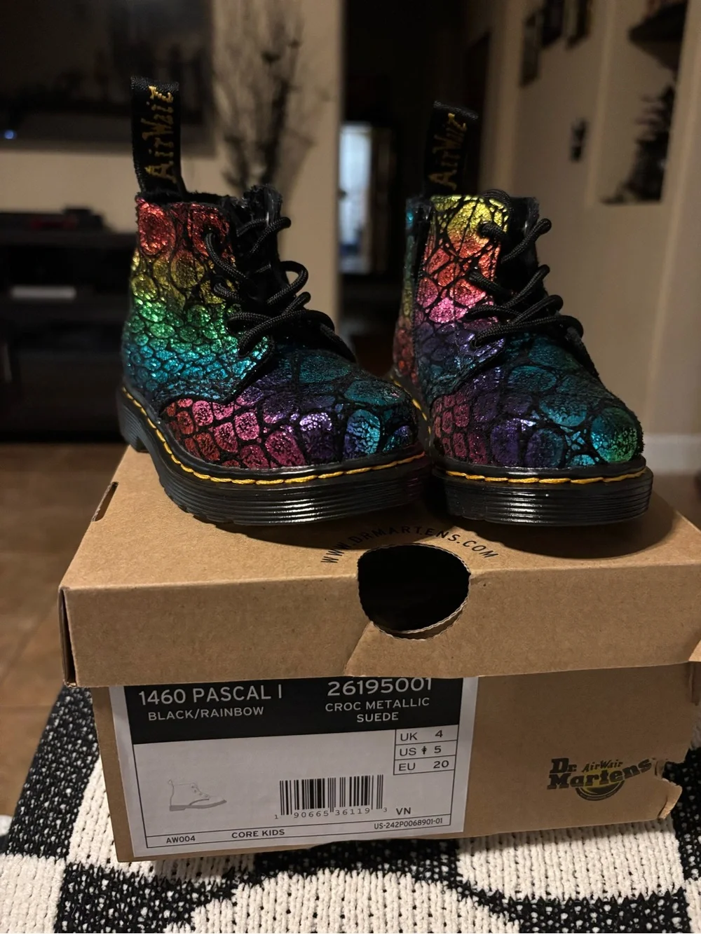 Dr martens 1460 pascal rainbow croc metallic suede boots 5